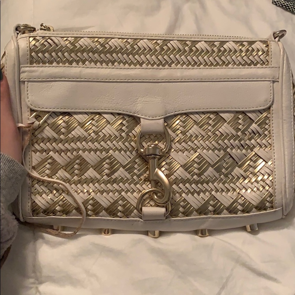 REBECCA MINKOFF WHITE AND GOLD BAG
